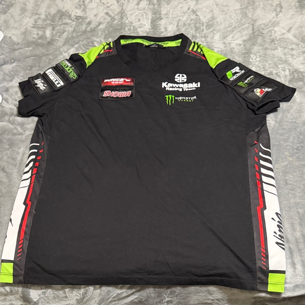 Kawasaki Racing Men's Black and Green Short Sleeve Tee